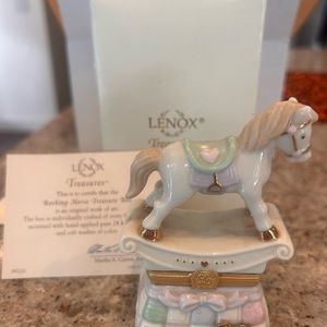 Vintage Lenox Rocking Horse Treasure Box with horse charm in original boxes.
